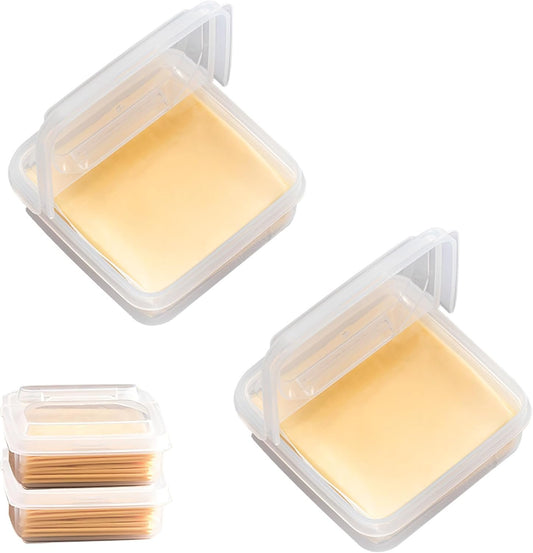 WonLiq 2 Pack-Plastic Sliced Cheese Storage Containers with lids Airtight Keeps Cheese Fresh and Delicious Cheese Container for Fridge
