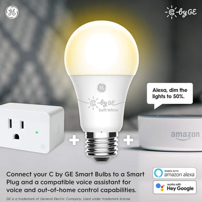 GE Lighting Cync A19 Smart Indoor Light, Works with Alexa and Google Assistant, Connected LED Bulb, 2-Pack, Soft White CLEDA199L2/SCA19