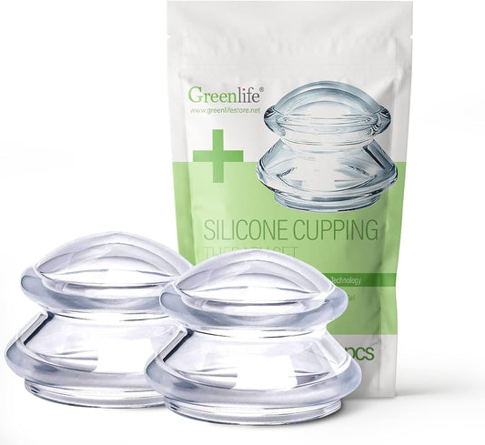 GreenLife Cupping Therapy Sets - Silicone Cups for Cupping Set Firm for Muscle Soreness Pain Relief Body Neck Knee, Self Massage Tool, Deep Muscle Massager, Anti Cellulite, Joint Pain Recovery, Athletic Recovery, Muscle Pain Relief (2 pcs, Small)