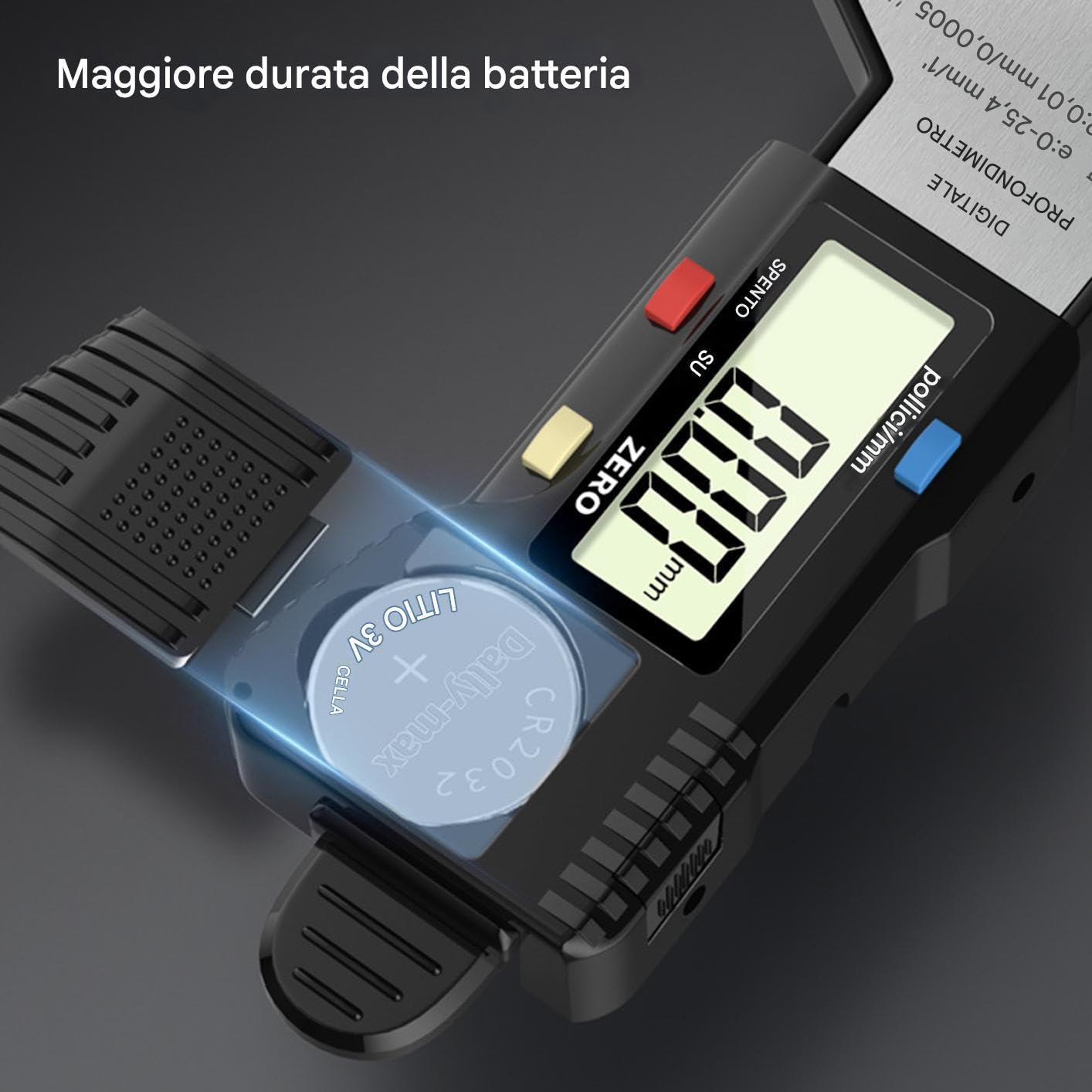 Tire Tread Depth Gauge, Digital Tire Wear Checker, 0–25.4mm Measuring Range, 0.01mm Resolution, Handheld Tool, for Car, Motorcycle Maintenance, Safety Inspections