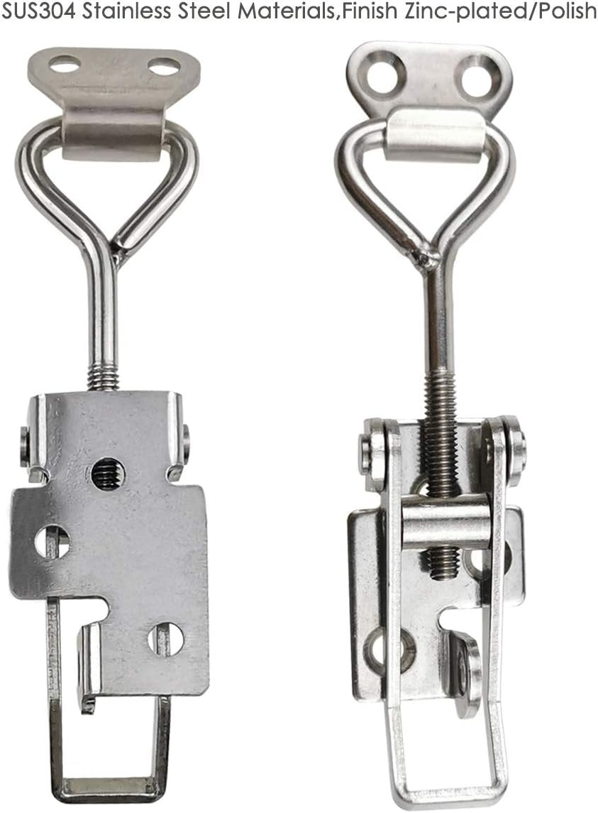 Lockable Adjustable Door Latch Buckle Cabinet Boxes Lever Handle Chest Toggle Catch Lock, 2 Pcs (1S, Range: 75-95mm)