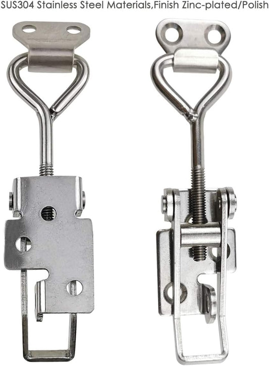 Lockable Adjustable Door Latch Buckle Cabinet Boxes Lever Handle Chest Toggle Catch Lock, 2 Pcs (1S, Range: 75-95mm)