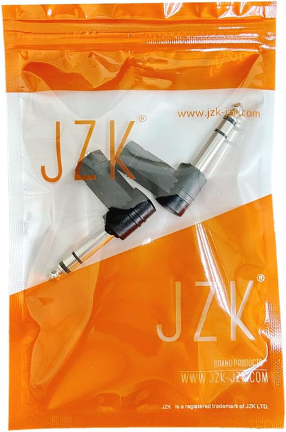 JZK 2 x TRS Angle Adapter, 1/8" to 1/4" Audio Adapter, 3.5mm Jack to 6.35mm Plug 90° Stereo Audio Adapter Converter Connector for Professional Audio Devices