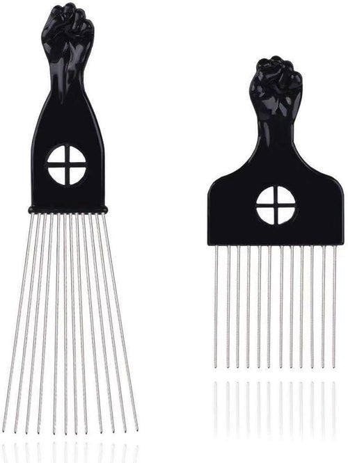 2 Pieces Hair Pick Afro Pick Metal Pick Comb Detangle Wig Braid Twist Hair Styling Comb Hair Comb Pick Wave Barber Tool Afican hair styling