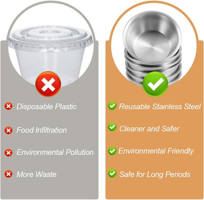 Salad Dressing Container 4Pcs Reusable Ketchup Box To Go Stainless Steel Sauce Pots Leakproof Storage Containers with Lids for Lunch Boxes Sauce Dips