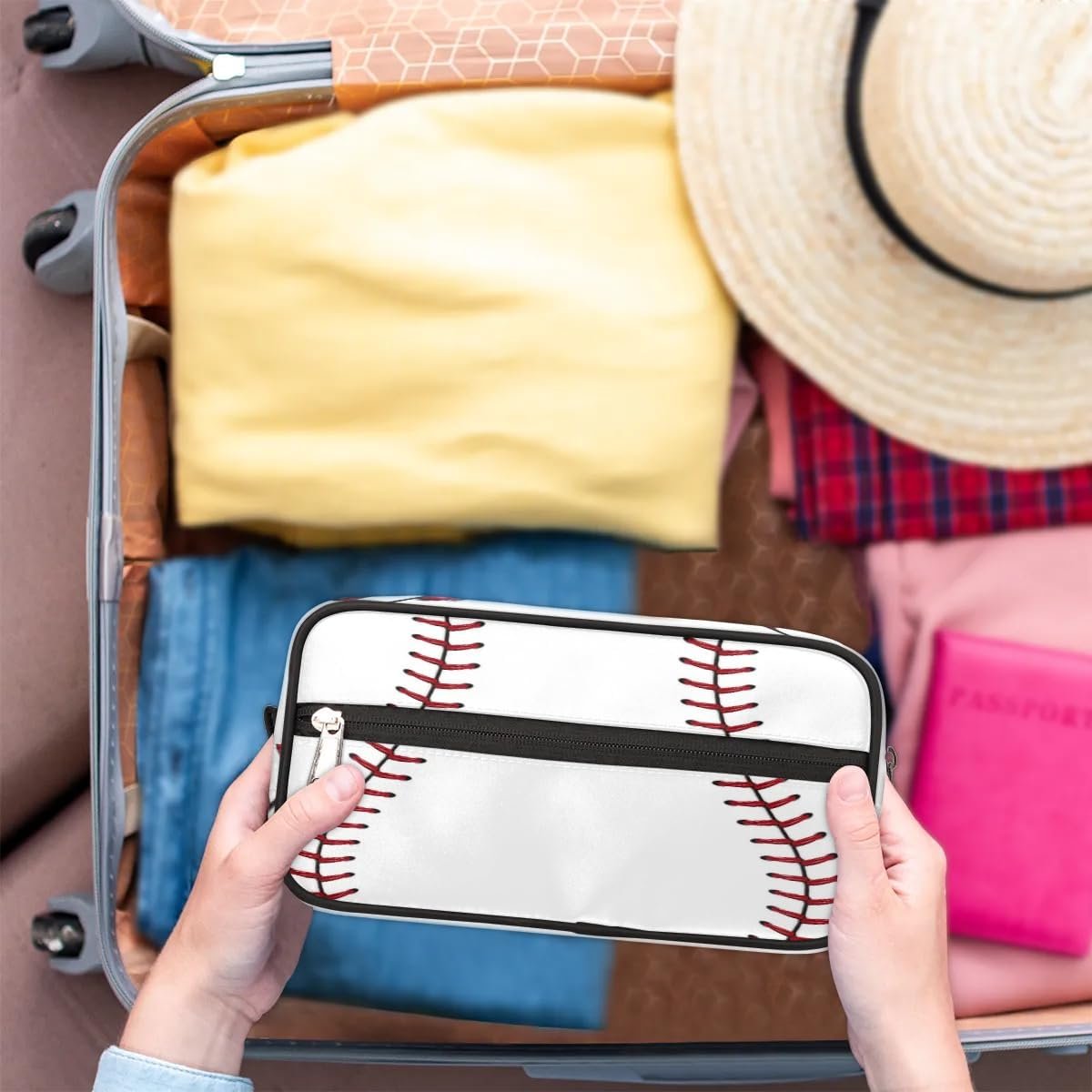 Baseball Hanging Toiletry Bag,Travel Hygiene Kits for Boys Mens,Waterproof Makeup Carry-on Bags,Cosmetic Bag,TSA Approved Shave Dopp Kit for Toiletries Shower Bathroom Accessories Gifts, standard,