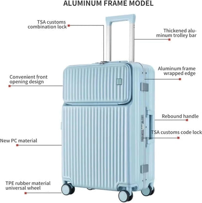 Trolley Suitcase Hand Luggage Durable Aluminium Frame for Hard Luggage Carry On Luggage Security TSA Lock Suitcase Suitcases Trolley (Colour: Pink, Size : 24 Inch), pink