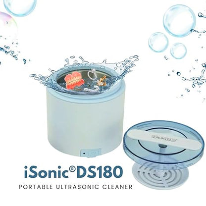 iSonic DS180 Portable Denture/Aligner/Retainer Cleaner for all dental and sleep apnea appliances, DC12V, AC100-240V worldwide