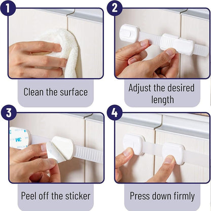 Aufondof 12 Pack Child Safety Strap Locks Refrigerator Cabinet Drawer Door Latches Baby Pets Proof,Easy to Use No Tools Required,Durable and Reliable for Cabinets, Drawers