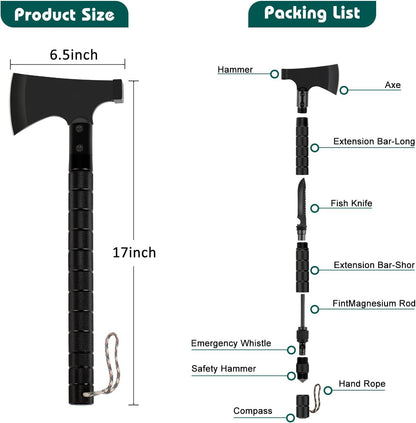 Camping Axe,Survival Hatchet,Folding Portable Tactical Axe Multi-Tool Set,Camping Hatchet with Hammer for Outdoor Hiking,Camping,Adventure,Hunting