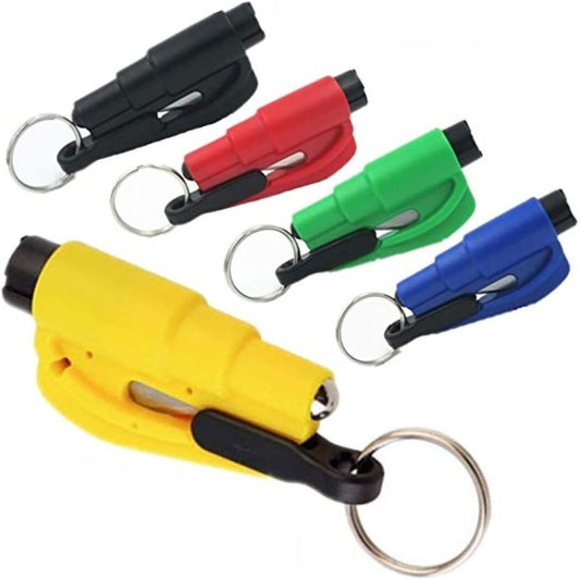 5 Pcs Car Escape Rescue Tool Keychain Glass Breaker Seatbelt Cutter Mini Hammer Emergency Rescue Tool Glass Breaker Car Safety Tool Window Broken Tool Seat Belt Cutter
