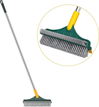 Grout Scrub Brush - Long Handle Cleaning Tool, Floor Scrubber | 3-in-1 Bathroom Brush with Rotating Head, Stiff Bristles for Tile, Shower, Deck, Wall, Kitchen Cleaning Essentials