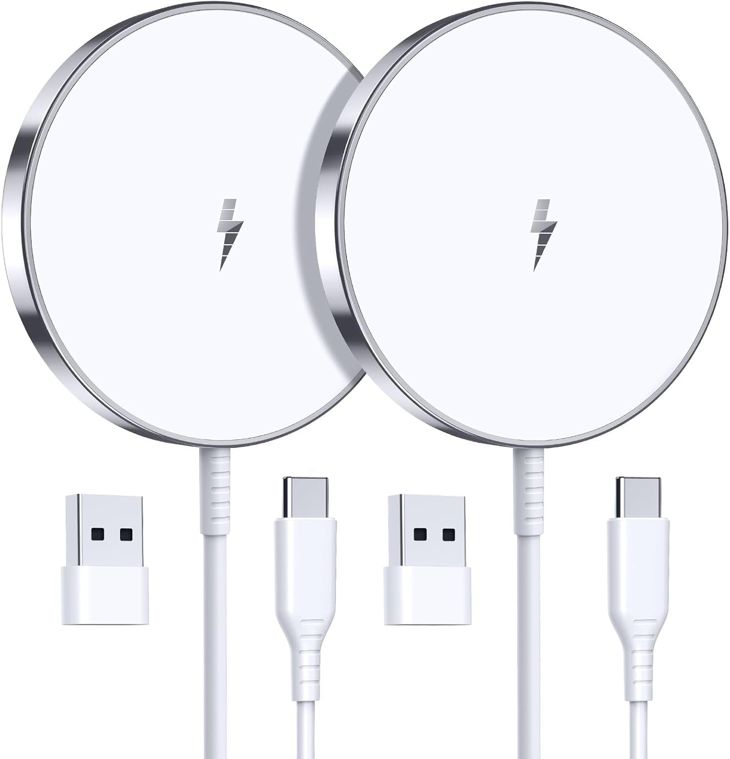 Magnetic Wireless Charger 15W Fast Mag Safe Charger for Cell Phone 16 Pro Max/16 Pro/16 Plus/16/15/14/13/12 Series 2 Pack Charging Pad for AirPods 3/2/Pro 2/Pro Mag-Safe Original Replacement
