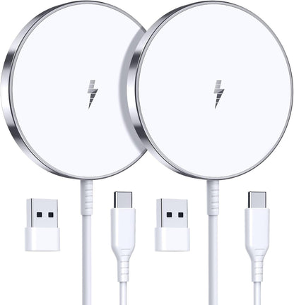 Magnetic Wireless Charger 15W Fast Mag Safe Charger for Cell Phone 16 Pro Max/16 Pro/16 Plus/16/15/14/13/12 Series 2 Pack Charging Pad for AirPods 3/2/Pro 2/Pro Mag-Safe Original Replacement