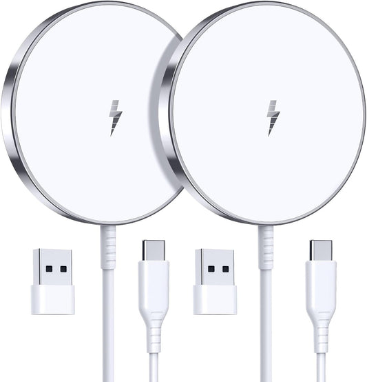 Magnetic Wireless Charger 15W Fast Mag Safe Charger for Cell Phone 16 Pro Max/16 Pro/16 Plus/16/15/14/13/12 Series 2 Pack Charging Pad for AirPods 3/2/Pro 2/Pro Mag-Safe Original Replacement