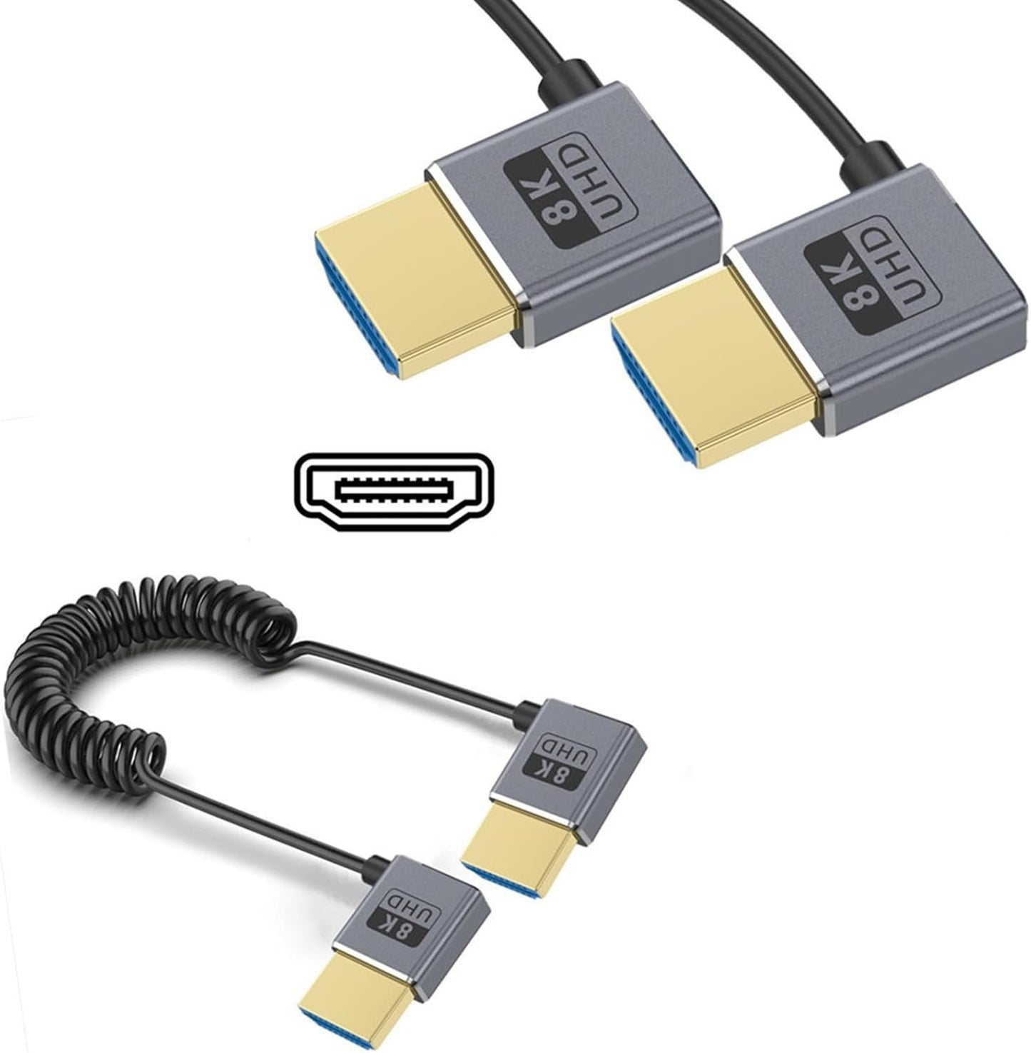 XEGZLH 2.1 Version Coiled Video Cord 8K@60Hz Extension Cable 48Gbps for 1080p Video Streaming Line Extension Line