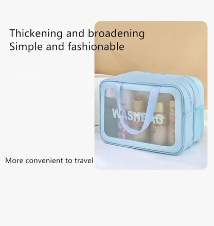 Travel Toiletry Bag, Thickened Portable Waterproof Drainage, PVC Toiletry and Makeup Bag, Matte Translucent Men and Women Convenient Handle Storage