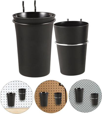 DOITOOL 2pcs Pegboard Organizer Cups with Hooks Storage for Screws Nuts Hardware Wall Mount Tool Organization with Holder for Efficient Workspace