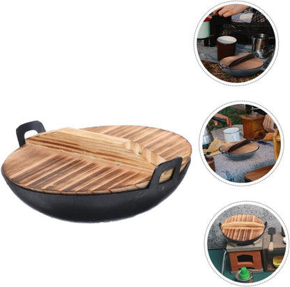 Garneck Mini Wok Di Ferro a Doppio Orecchio Mini Utensili Da Cucina Wok Della Casa Delle Bambole Accessori Da Cucina Da Gioco Di Dimensioni Mini Gadget Da Cucina in Miniatura Ferro Battuto