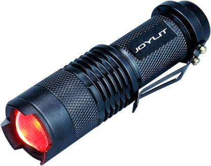 JOYLIT Red Light Mini Focus Tactical Flashlight 620nm LED Torch Lantern,Waterproof and 3 Light Modes,Powered by 14500 or AA Battery