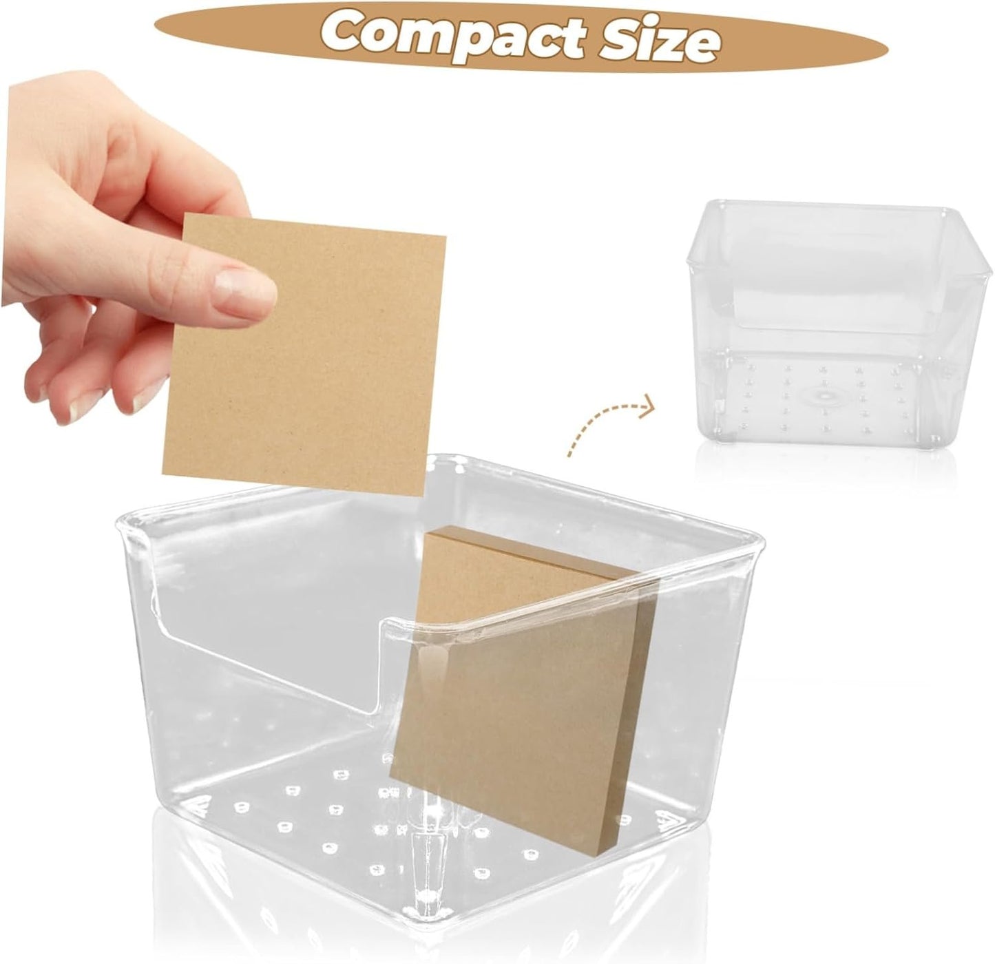 CIMAXIC Clear Memo Organizer Case Durable Storage Box for Desktop Notepad Paperclip Holder Compact and Stylish Office Supplies for Efficient Workspace Organization