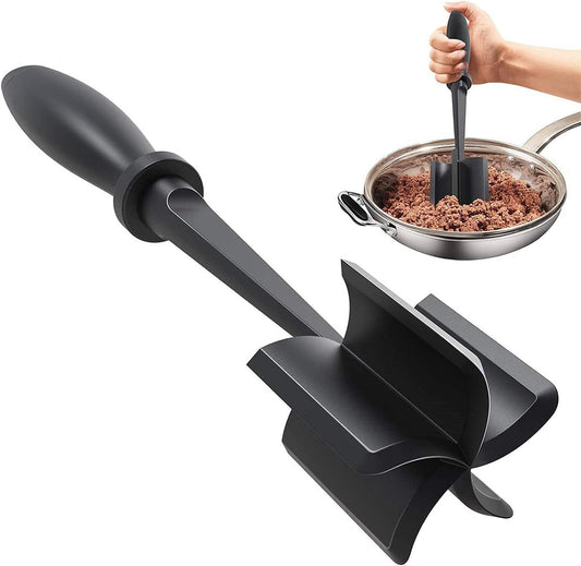 Meat Chopper, Multifunctional Heat Resistant Nylon Meat Chopper Tool with 5 Blades, Turkey, Potato,Hamburger Chopper, Ground Beef, Masher and Smasher for Kitchen (Black)
