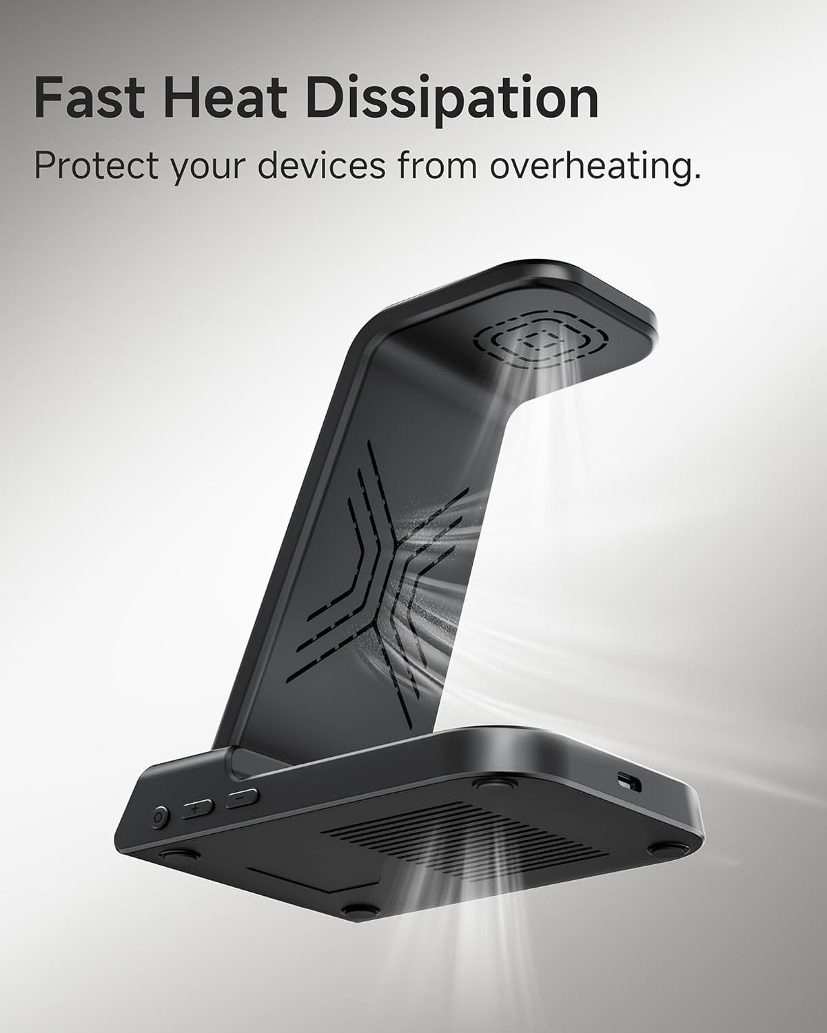 Wireless Charger Stand for iPhone, 3 in 1 Charging Station for Apple Watch Ultra 2/Ultra/10/9/8/7/6/5, Charger Dock with Clock for iPhone 16 15 14 13 12 11 X Pro Max, AirPods 4/3/Pro(No Adapter)
