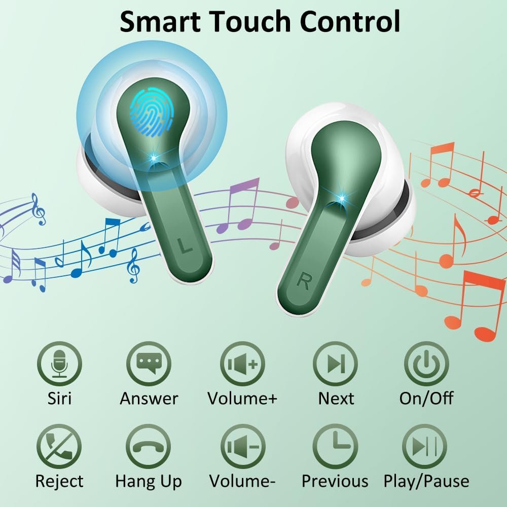 Wireless Earbuds, Bluetooth Headphones 5.3 NEW Ear Buds with 4 ENC Noise Cancelling Mic, Deep Bass HiFi Stereo 40H in Ear Earphones with LED Display, IP7 Waterproof Wireless Headphones for Android/iOS