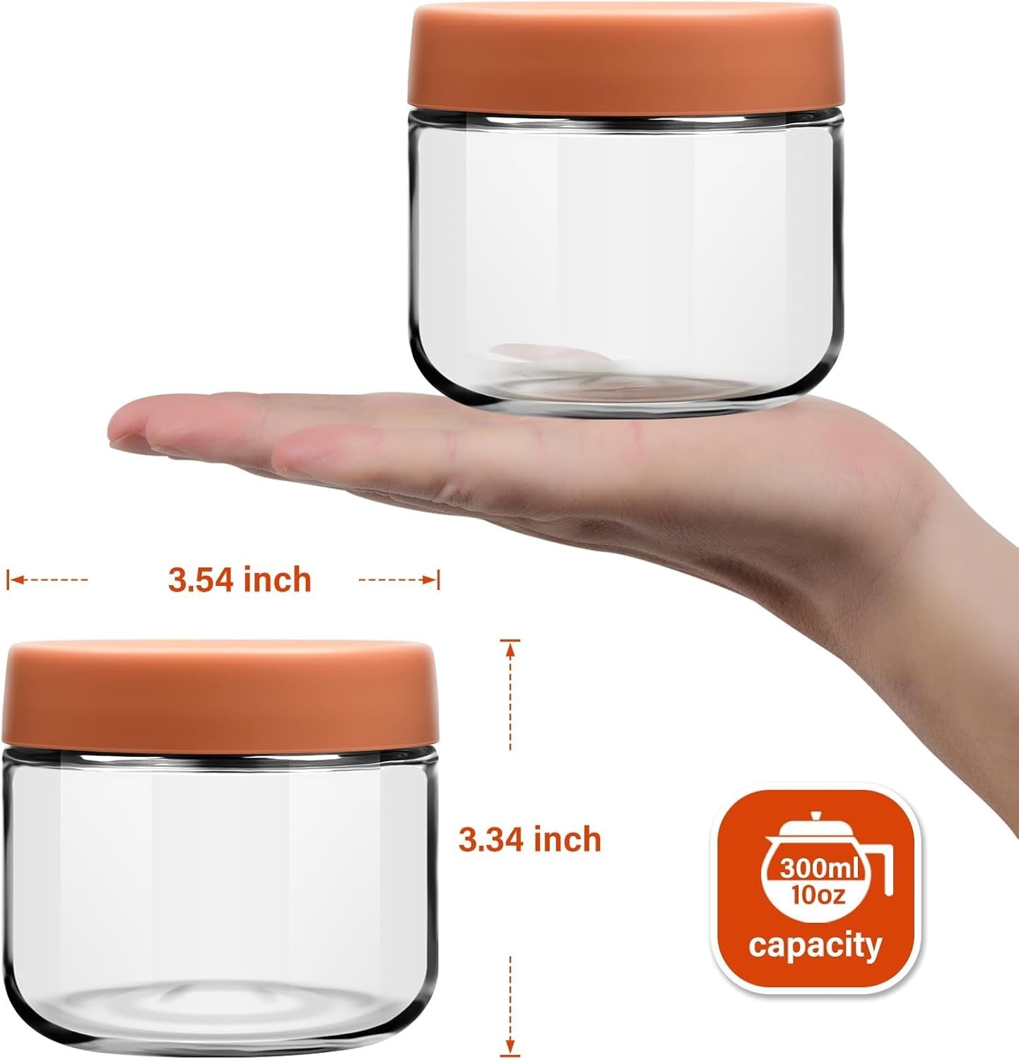 EONJOE 10 oz Glass Jars with Lids Meal Prep Portion Control Containers Pudding Yogurt Overnight Oats Salad Snack Cereal Candy Food Storage Cups Bowls Airtight