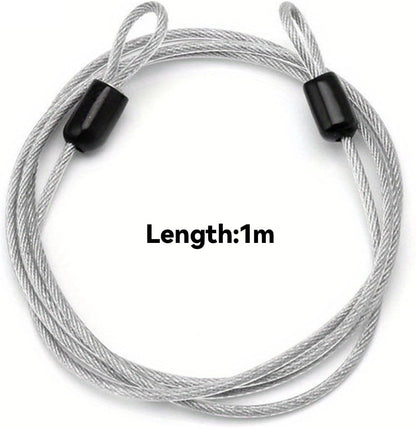 2-Pack Bike Cable Locks - 1M 3mm Security Cable with Double Loop Design, Heavy Duty Coated Wire for Bicycles, Luggage & Sports Equipment