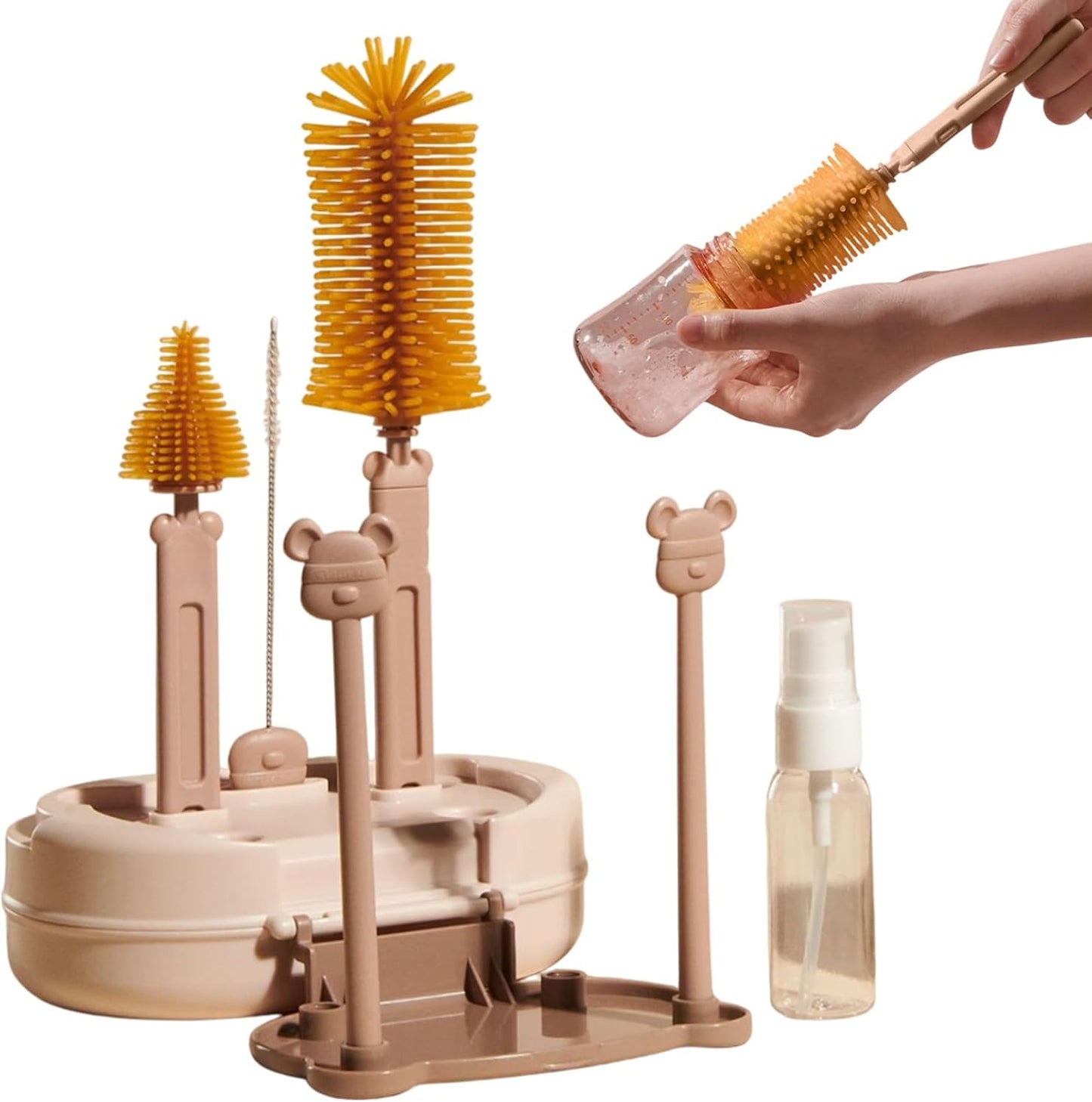Baby Bottle Brush, Portable Cleaner Kit, 3.35in Nipple & Straw, Washing Tool Pipes, Food Boxes Set for Tumblers, Drinking Glasses, Essential Cleaning Accessories