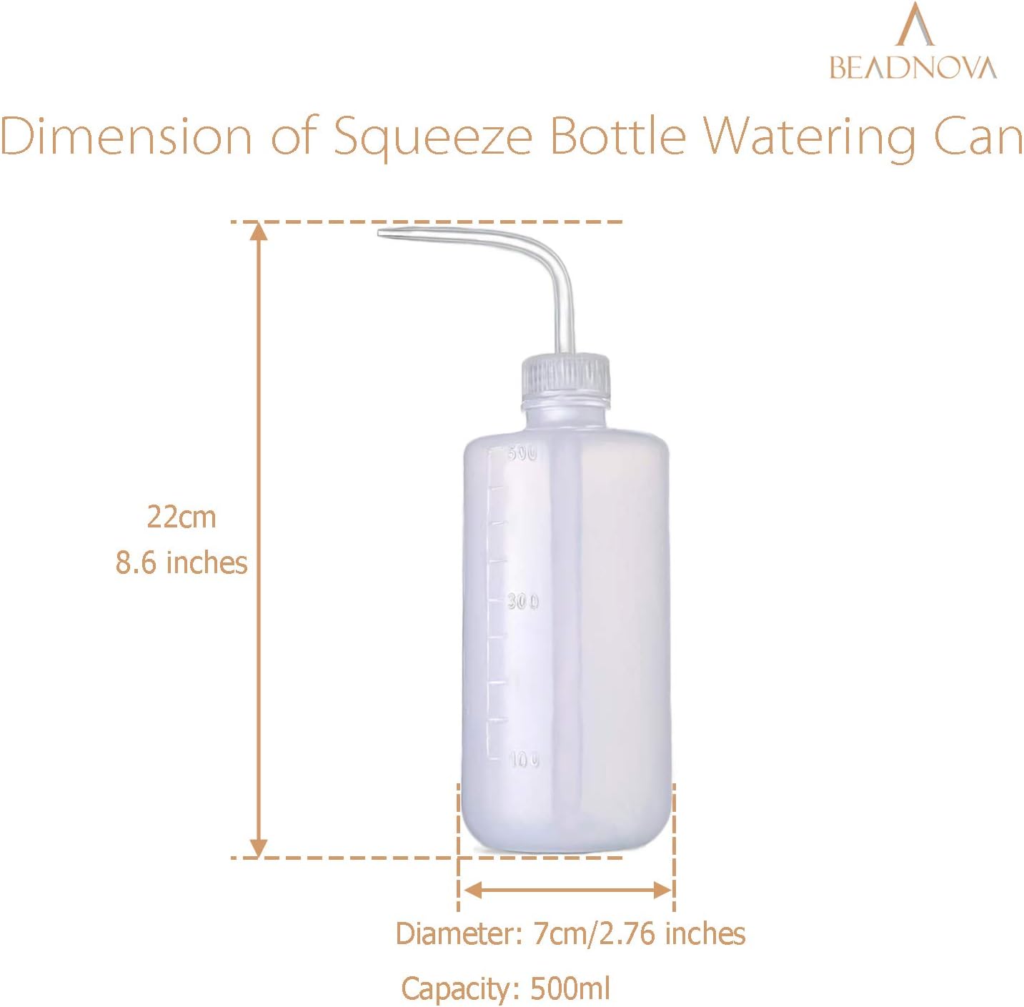 BEADNOVA Irrigation Bottle 500ml 17oz Indoor Plant Watering Can Water Squirt Plastic Rinse Bottle for Eyelash Extensions Eye Wash Tattoo Lab (3pcs)