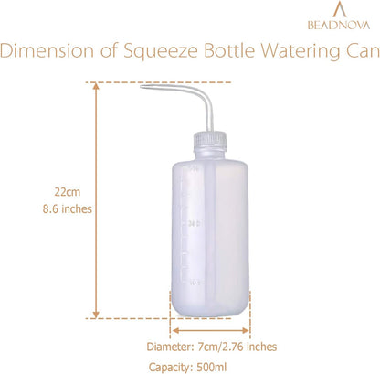 BEADNOVA Irrigation Bottle 500ml 17oz Indoor Plant Watering Can Water Squirt Plastic Rinse Bottle for Eyelash Extensions Eye Wash Tattoo Lab (3pcs)