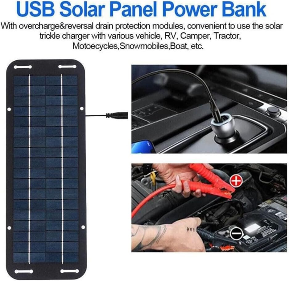 60W Portable Solar Panel 12 Volt Trickle Battery Charger, Solar Battery Trickle Charger Maintainer For Caravan Car Van Boat Kit for Car, Automotive, Motorcycle