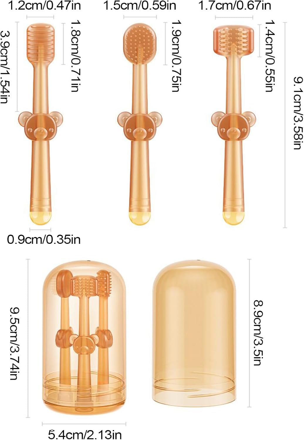 Dog Toothbrush, Soft Bristle Pet Oral Care Set, Compact Pet Teeth Cleaning Tool, 3.74 x 2.17 x 2.17 inches Portable Puppies Toothbrush Gentle Hygiene for Small Breeds
