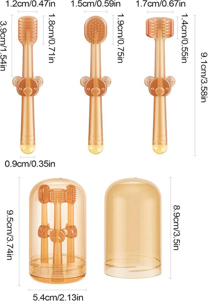 Dog Toothbrush, Soft Bristle Pet Oral Care Set, Compact Pet Teeth Cleaning Tool, 3.74 x 2.17 x 2.17 inches Portable Puppies Toothbrush Gentle Hygiene for Small Breeds