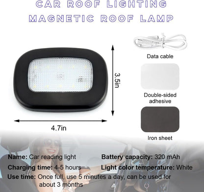 Ohleats Car Interior Ceiling Roof Lights, Magnetic Rechargeable USB Wireless Dome Lamp, LED Auto Map Reading Light Cover for Insider Roof Ceiling, Universal Car Accessories (Black)