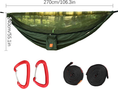 Camping Hammock, Outdoor Net Hammock, Pop Up Travel Bed, Lightweight Nylon Swing with Fly Protection Feature, Compact Hanging Gear for Friends Family Colleagues Relaxation