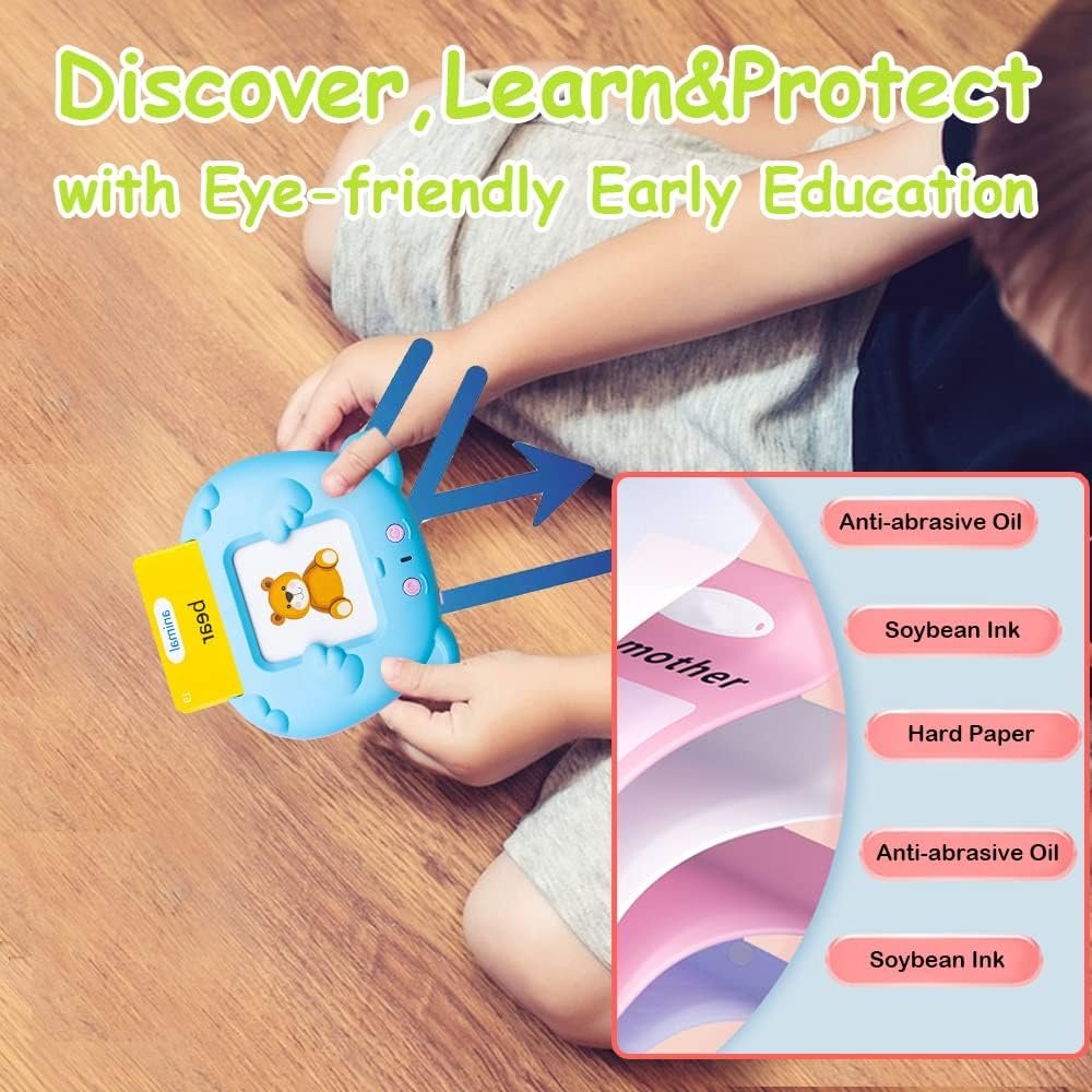 Talking Flash Cards 510 Sight Words 255pcs Toddler Flash Cards Learning Educational Toys Little Bear Shape for Kindergarten 1-10 Years Old (Blue Bear)