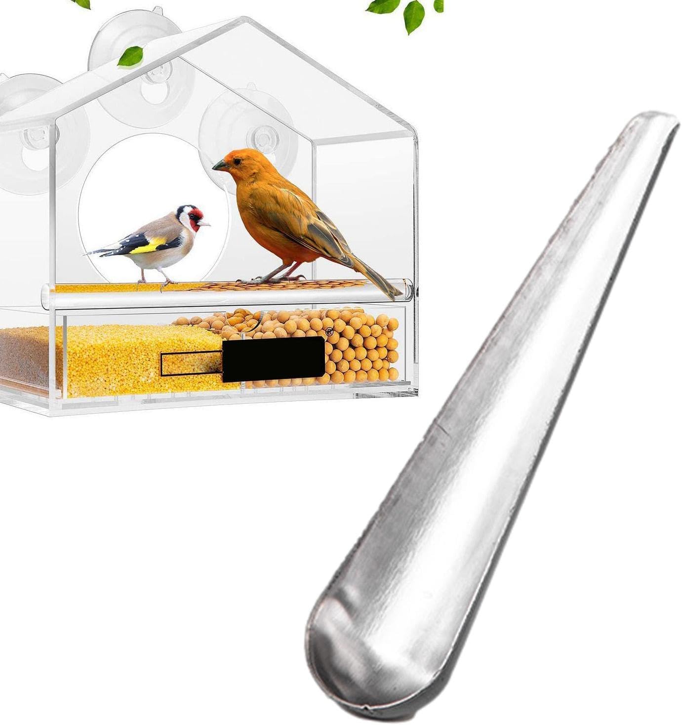 Bird Food Scoop | with Long Handle Hand Food Adding Feeding Tableware Spoon,Bird Parrot Feeder Spoon Stainless, Parrot Feeding Scoops, Birds Feeding and Watering Supplies Pochy