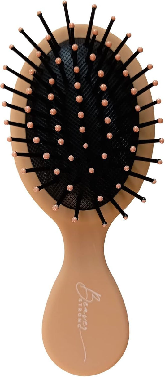Essential Mini Hair Brush by BeaverStrong, Pocket-size Detangler Brush with Soft Bristles for Travel, Toddlers, Kids, Teens (Light Peach)