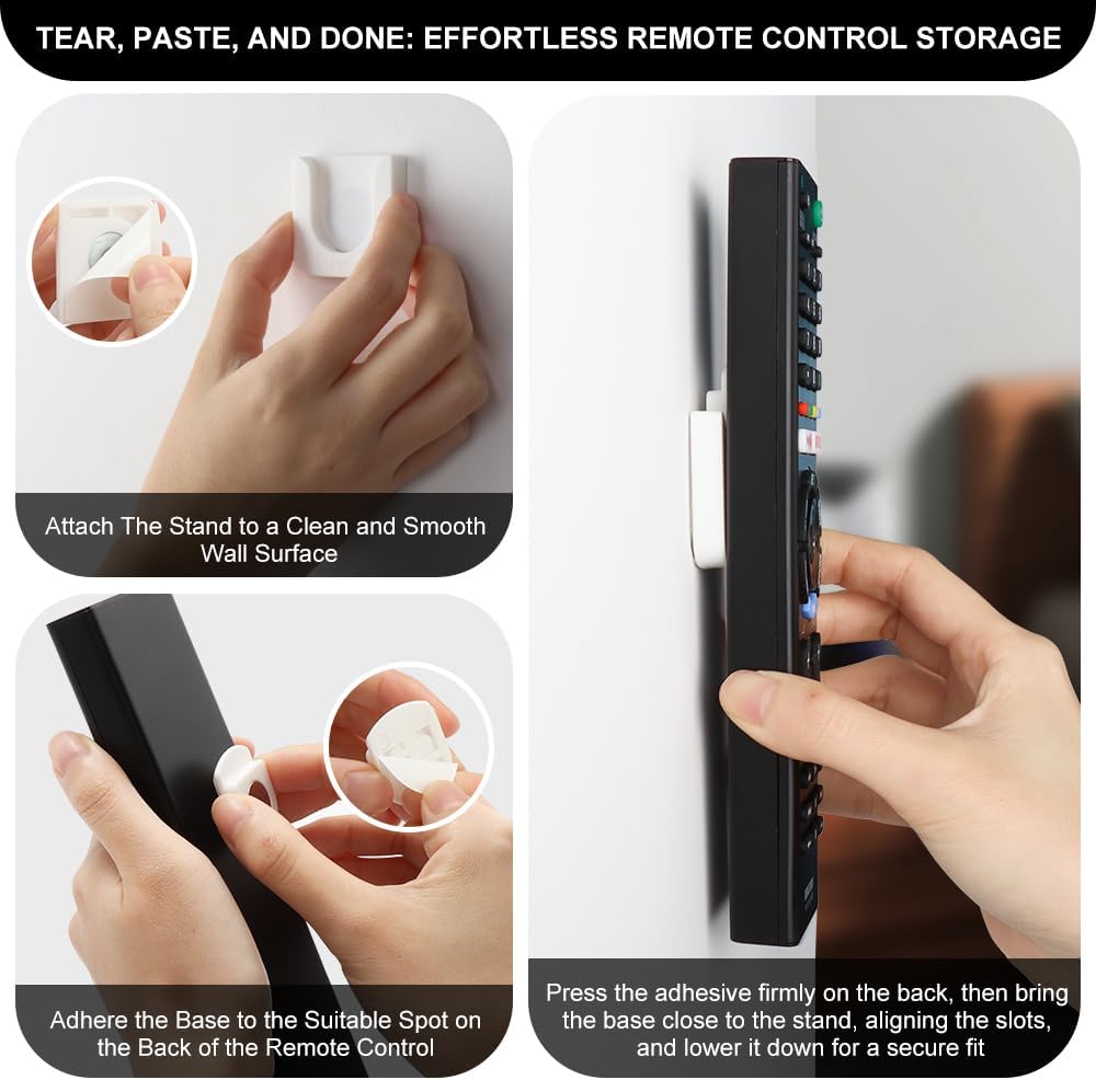 WALLFID Magnetic Remote Control Holder Wall Mount, Innovative Slot Design for Effortless Organization of Home, Office, and School Supplies - Organize and Fix Remotes with Ease (Black, 2 pack)