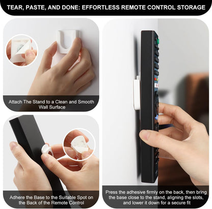 WALLFID Magnetic Remote Control Holder Wall Mount, Innovative Slot Design for Effortless Organization of Home, Office, and School Supplies - Organize and Fix Remotes with Ease (Black, 2 pack)