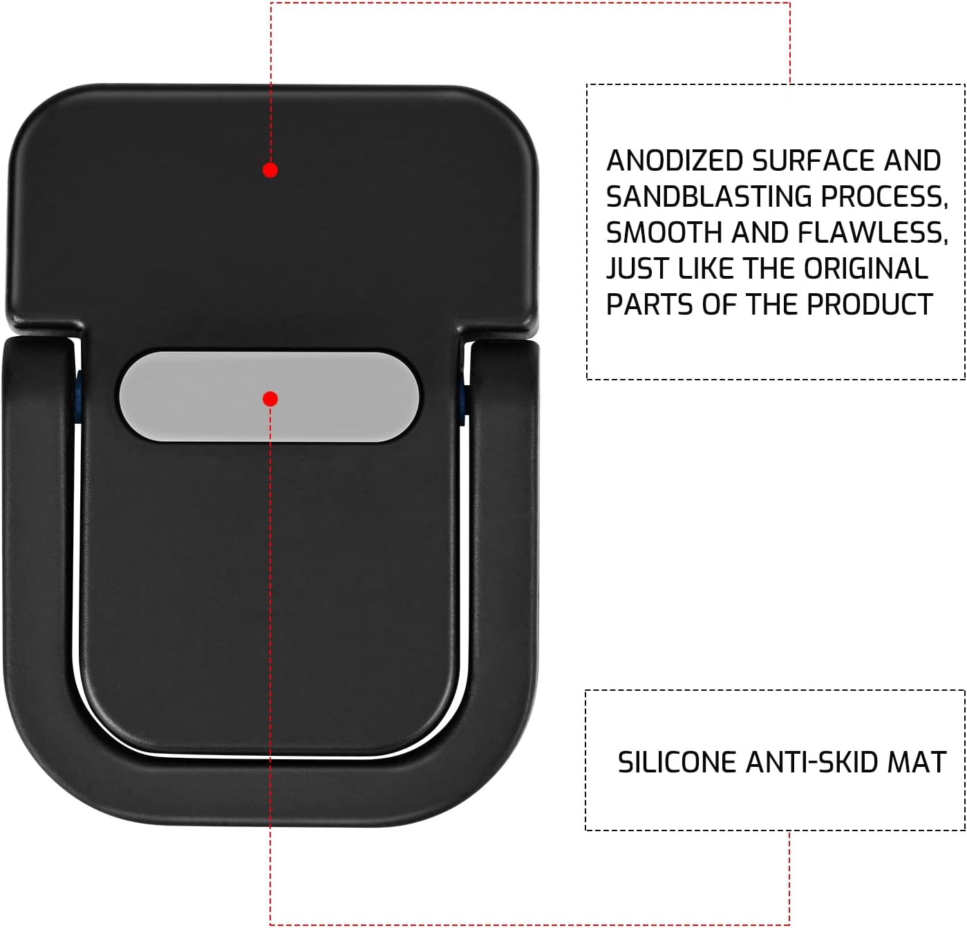Bidponds 2 PCS Portable Invisible Laptop Stand, Mini Aluminum Feet Lifter, Self-Adhesive Foldable Cooling Riser, Computer Keyboard Mount Kickstand, Suitable for 12-17 Inches, Black