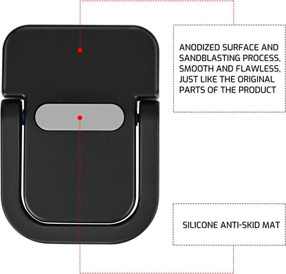Bidponds 2 PCS Portable Invisible Laptop Stand, Mini Aluminum Feet Lifter, Self-Adhesive Foldable Cooling Riser, Computer Keyboard Mount Kickstand, Suitable for 12-17 Inches, Black