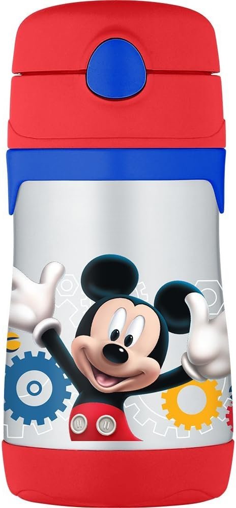 THERMOS Vacuum Insulated Stainless Steel 10-Ounce Straw Bottle, Mickey Mouse Clubhouse