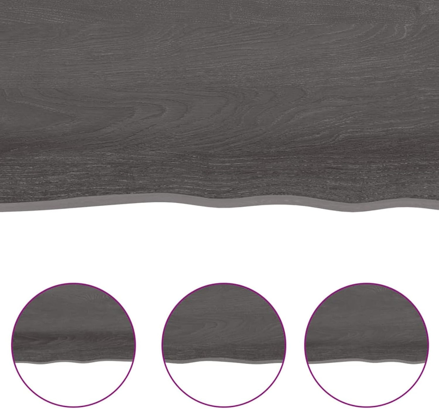 Solid Wood Tabletop, Live Edge, Dark Brown, 220 x 60 x (2-4) cm, Replacement for Kitchen Coffee Table, Dining Table, Desk Top - Durable & Stylish Surface.