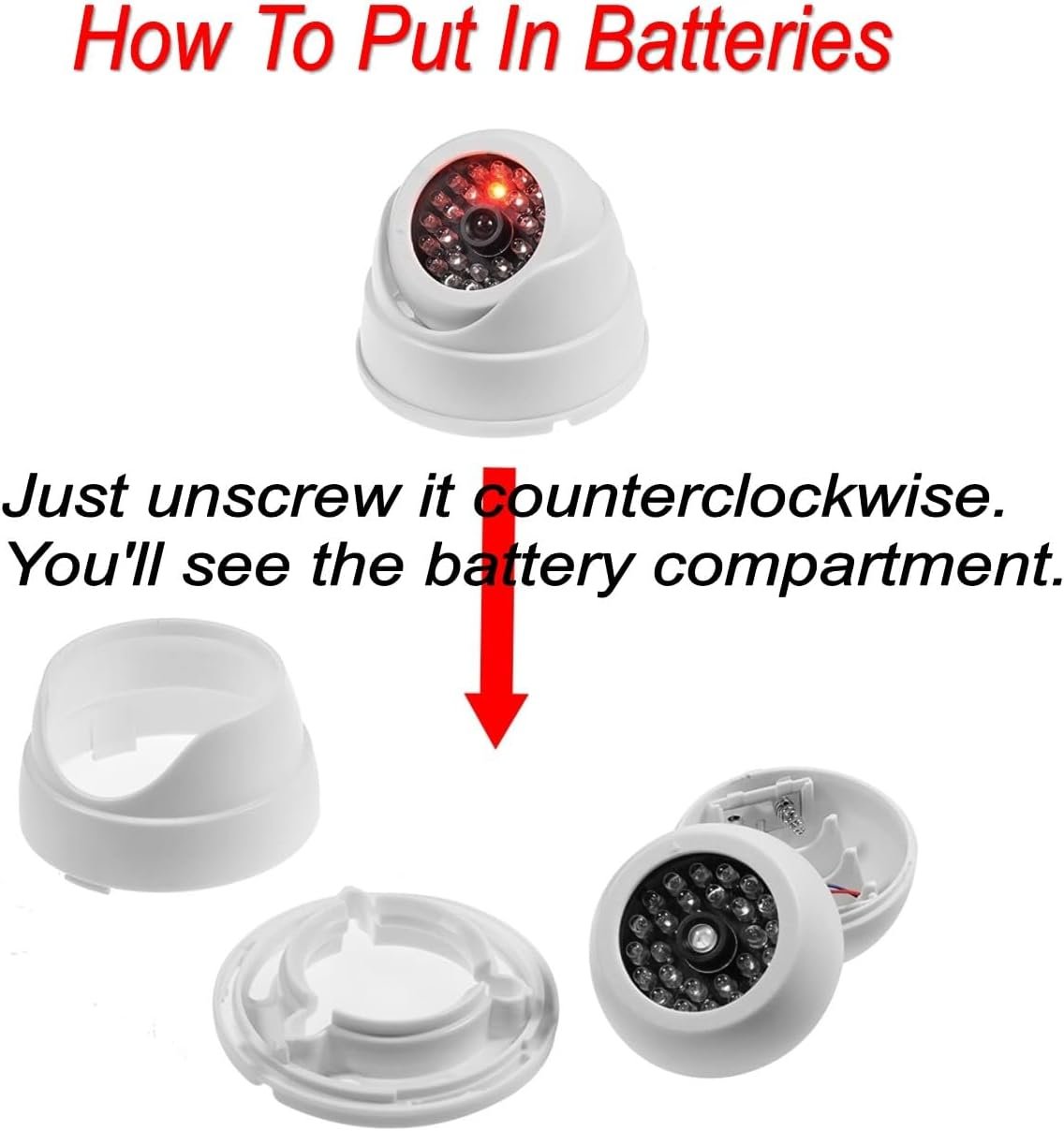 JZK 2 Dummy Fake Surveillance Security CCTV Dome Camera with LED Blinking Real Imitation for Home Security, White
