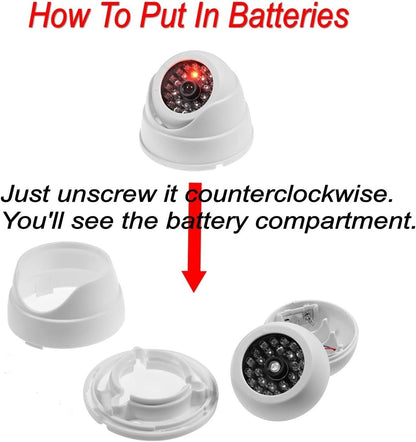 JZK 2 Dummy Fake Surveillance Security CCTV Dome Camera with LED Blinking Real Imitation for Home Security, White