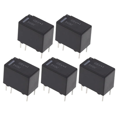 eMagTech 5Pcs G5V-1-DC5V Small Signal PCB Relays 167Î© Electromagnetic Power Relay 6Pin SPDT Signal Relay for Applications Including Home Automation Industrial Control, Black